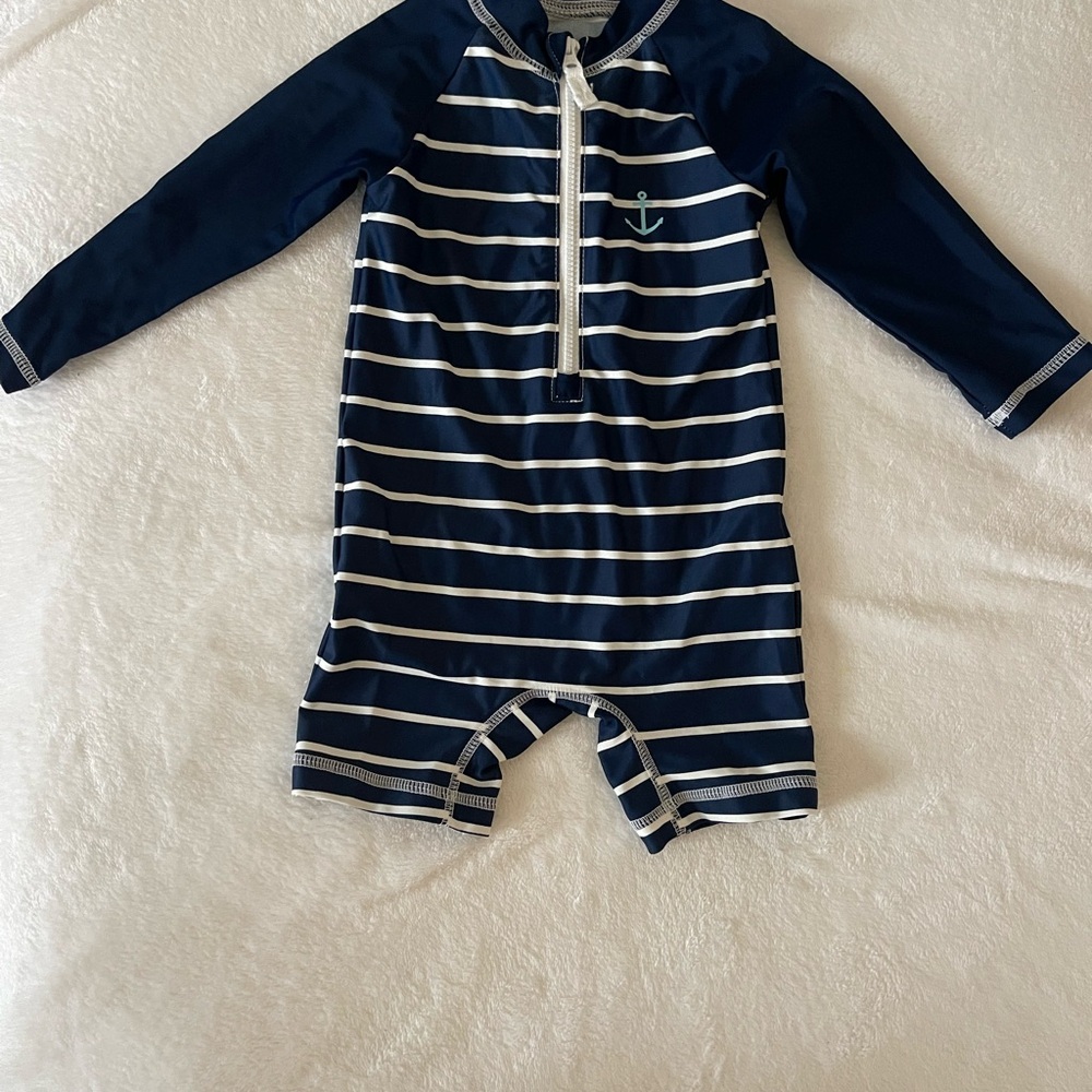 Carter’s Navy and White Striped Baby Swimsuit